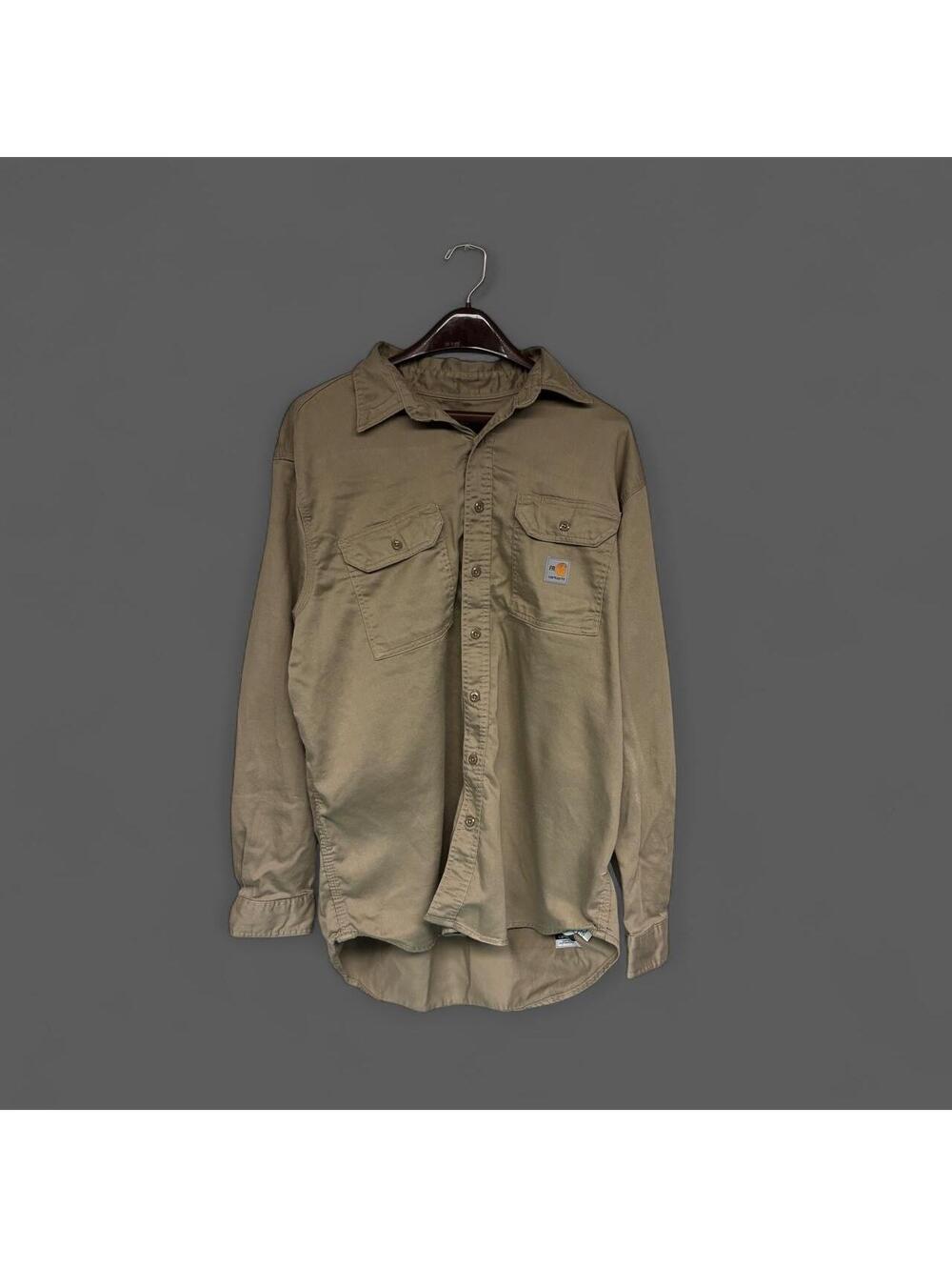 Vintage Carhartt tan long-sleeve canvas button-down